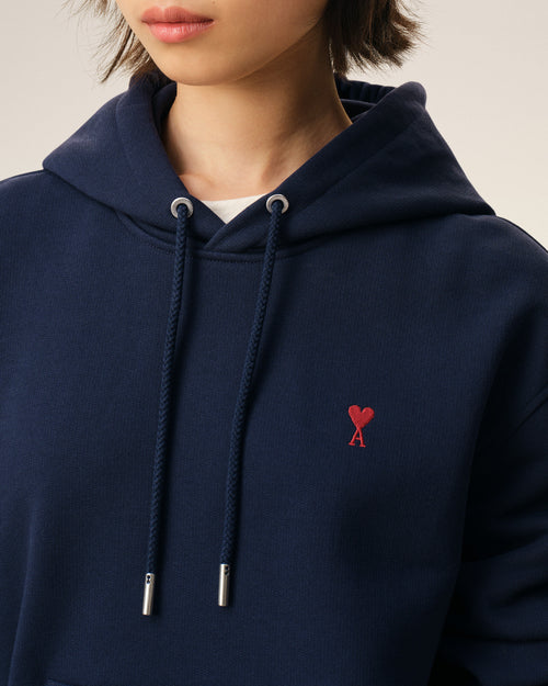 Blue Cotton Red Ami De Coeur Hoodie - 10 - Ami Paris