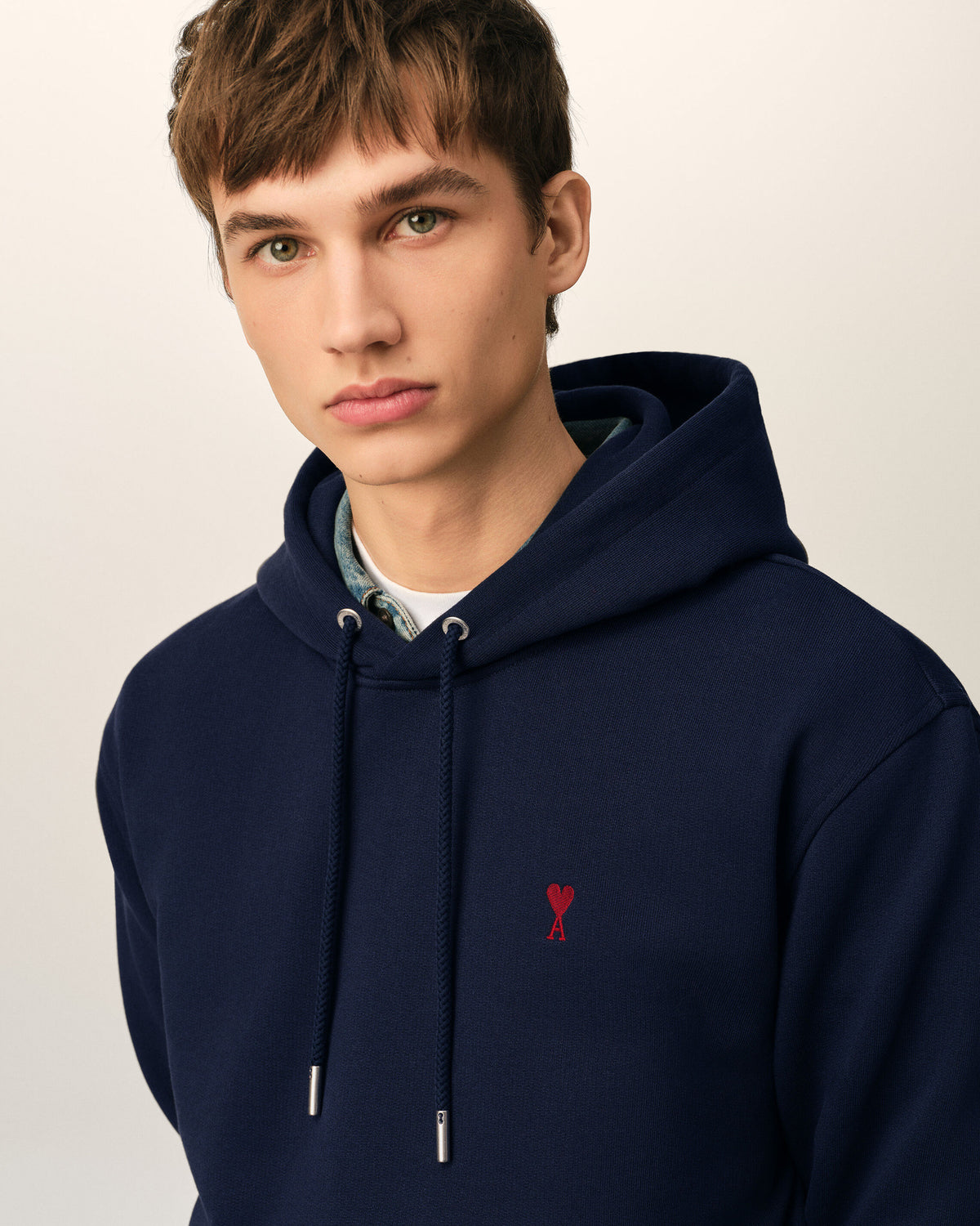 Blue cotton hoodie with Ami de Coeur - 4