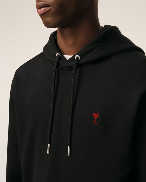 Hoodie Ami De Coeur Rouge Noir en Coton - 4 - Ami Paris