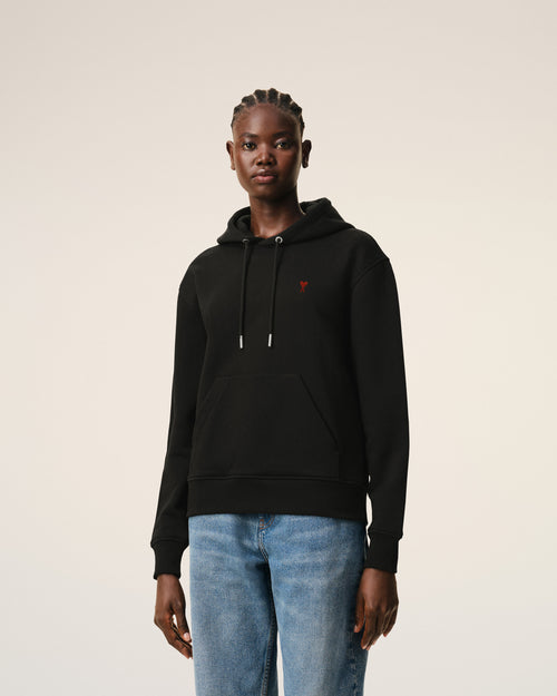 Hoodie Ami De Coeur Rouge Noir en Coton - 9 - Ami Paris