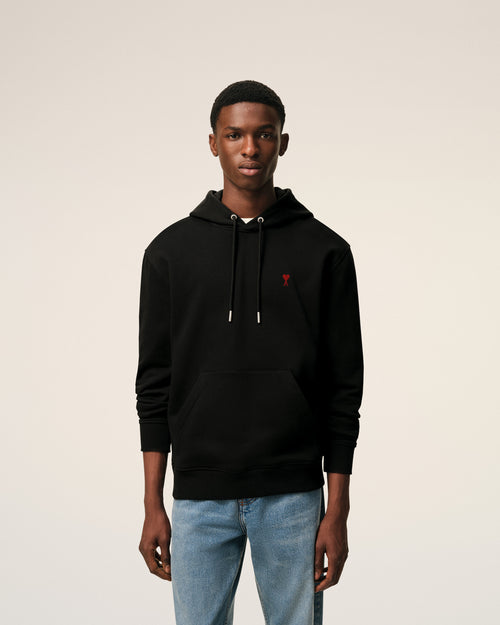 Black Cotton Red Ami De Coeur Hoodie - 3 - Ami Paris