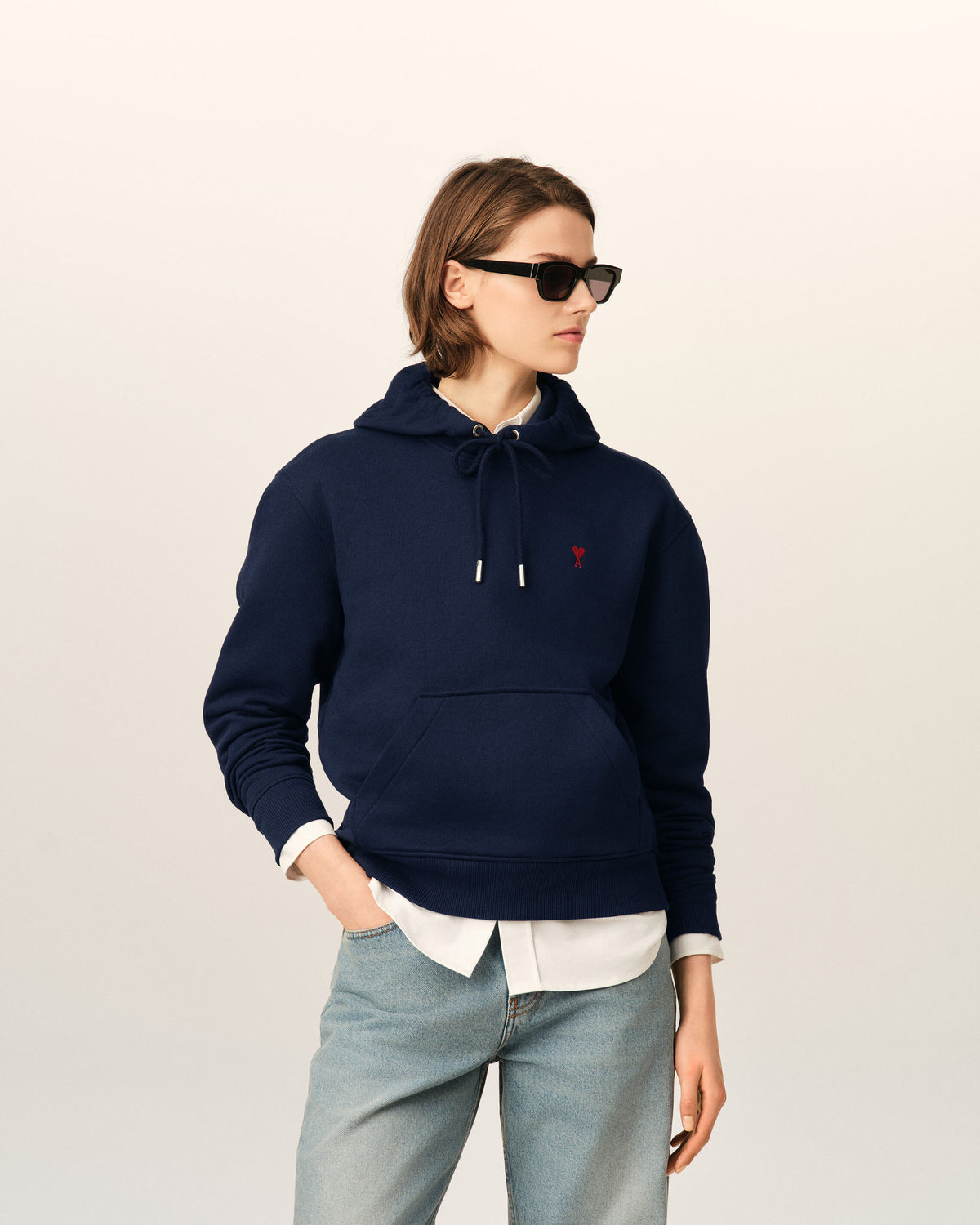 Blue cotton hoodie with Ami de Coeur - 8