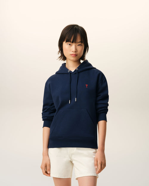                             Blue Cotton Red Ami De Coeur Hoodie - 3                         - Ami Paris