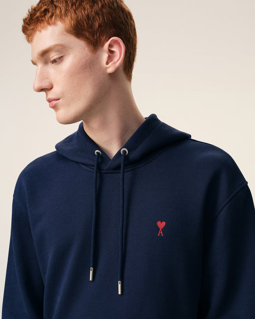 Blue Cotton Red Ami De Coeur Hoodie - 4 - Ami Paris