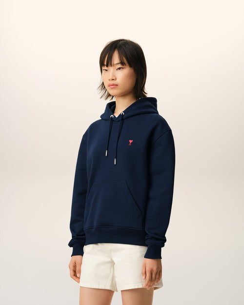 Blue Cotton Red Ami De Coeur Hoodie - 12 - Ami Paris