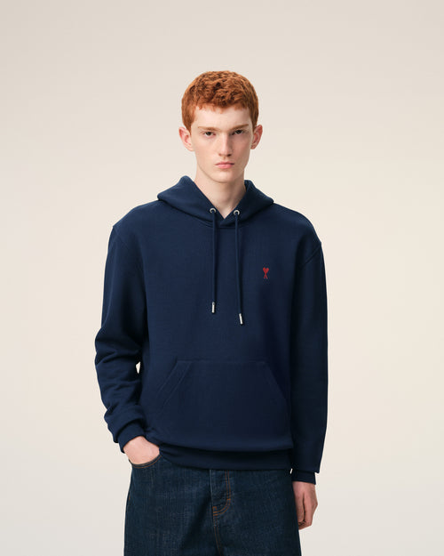 Blue Cotton Red Ami De Coeur Hoodie - Man - 3 - AMI Paris - Ami Paris