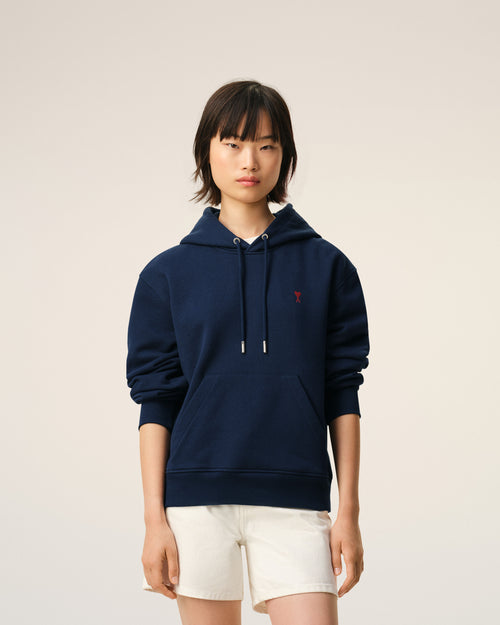 Blue Cotton Red Ami De Coeur Hoodie - Woman - 9 - AMI Paris - Ami Paris
