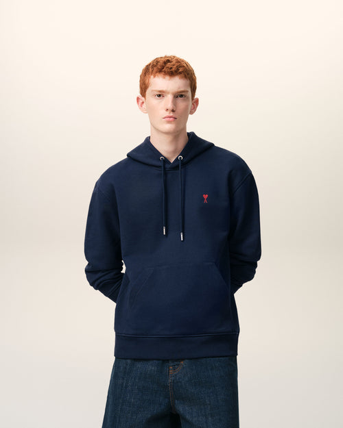 Blue Cotton Red Ami De Coeur Hoodie - 1 - Ami Paris