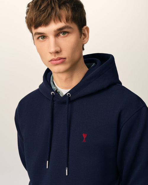 Blue cotton hoodie with Ami de Coeur - Man - 4 - AMI Paris - Ami Paris
