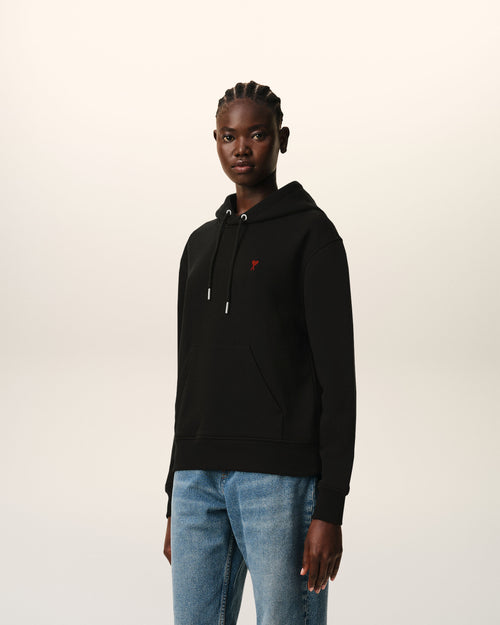 Black Cotton Red Ami De Coeur Hoodie - 12 - Ami Paris