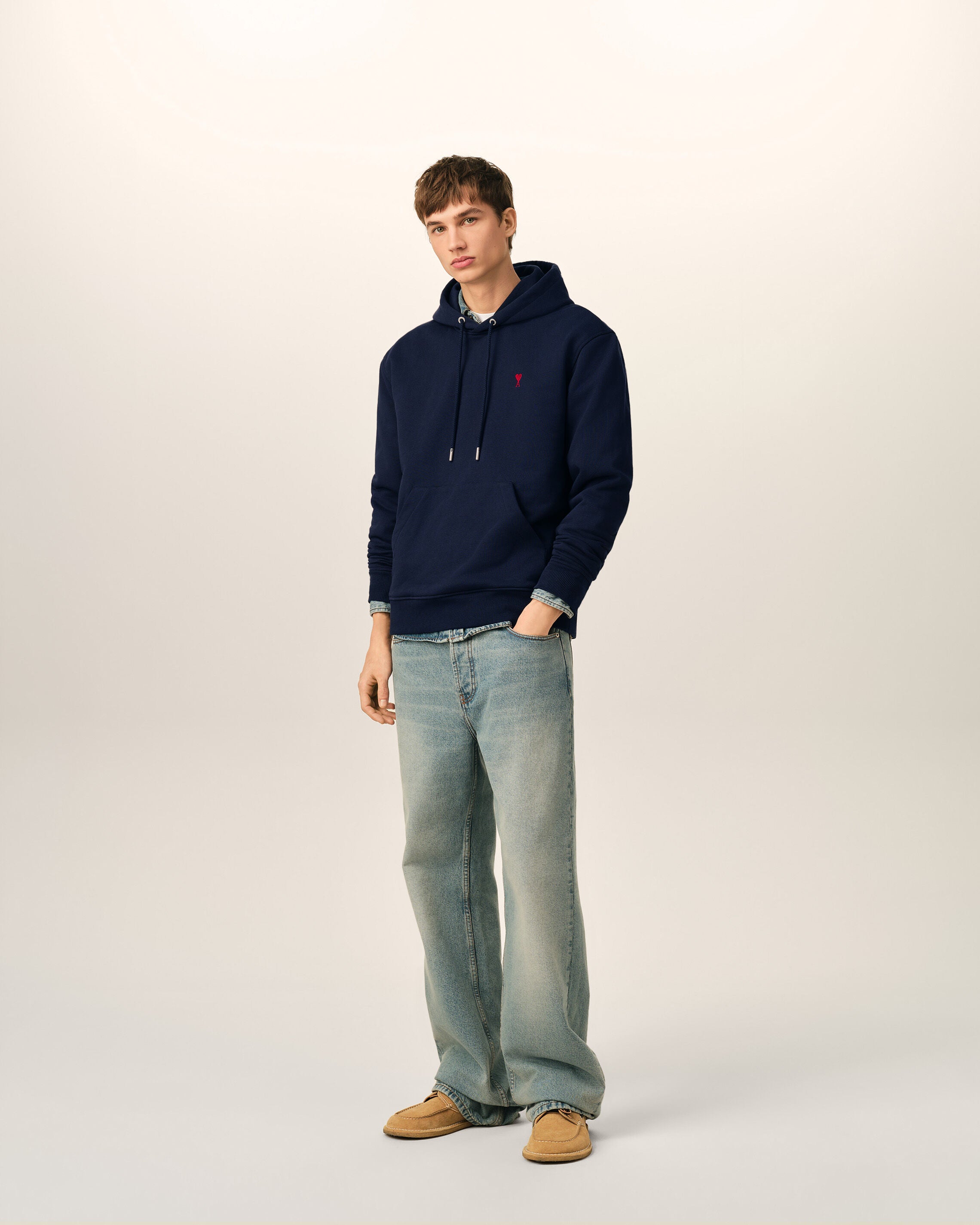 Blue cotton hoodie with Ami de Coeur - 3