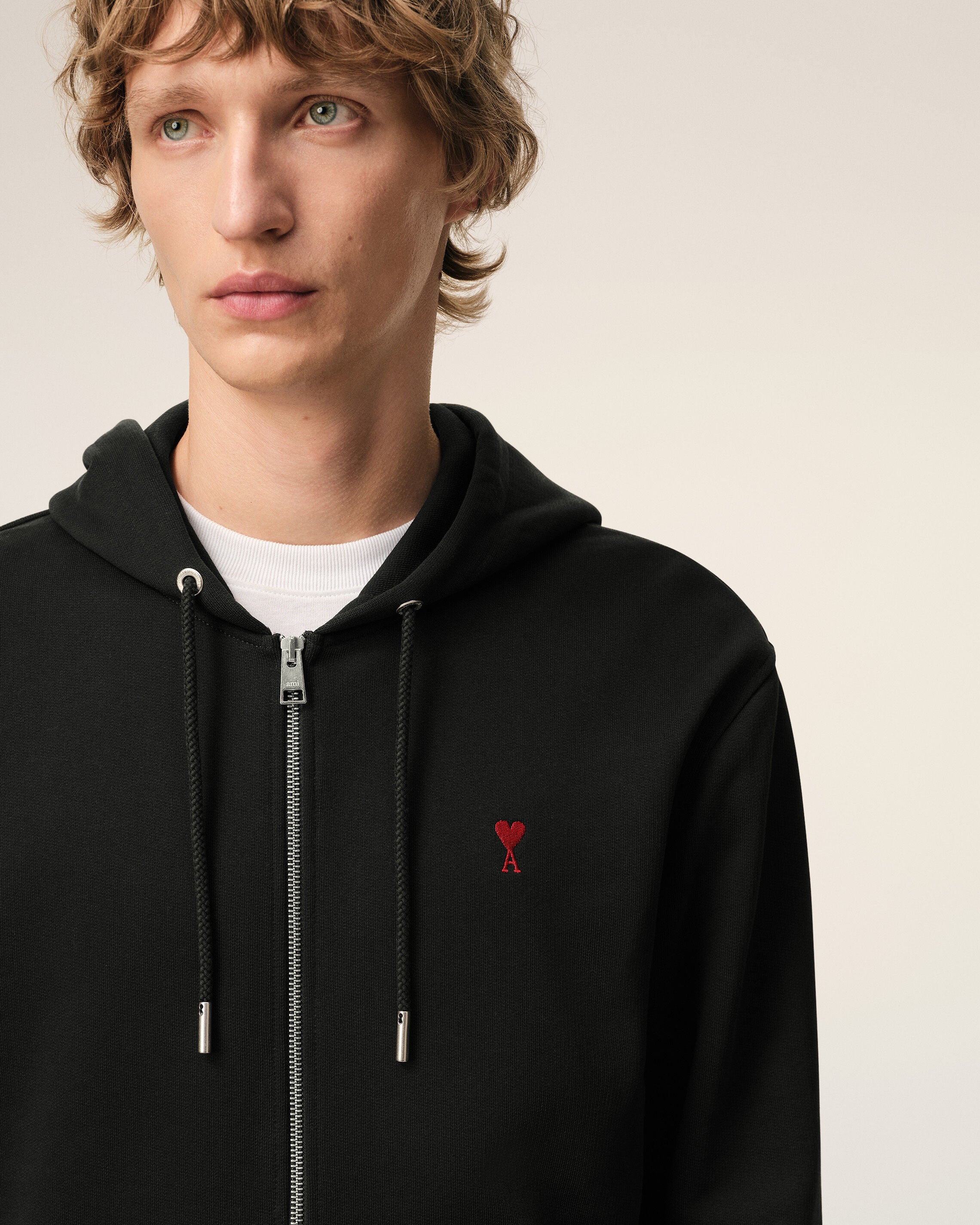 Hoodie Zippe Ami De Coeur Rouge Noir en Coton - 4