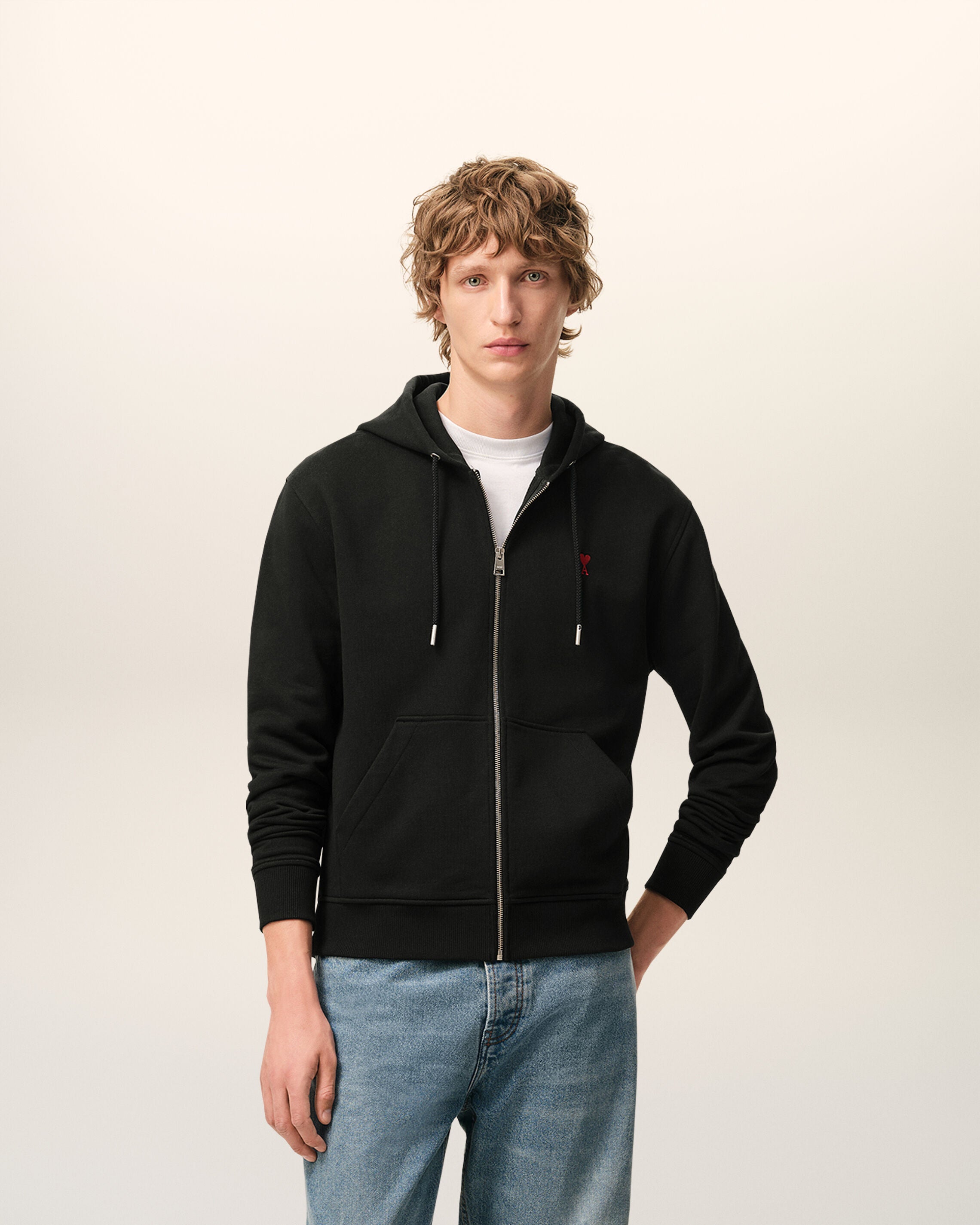 Hoodie Zippe Ami De Coeur Rouge Noir en Coton - 2