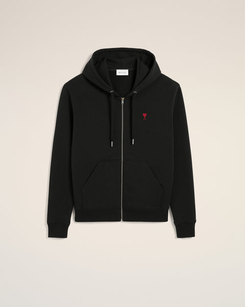 Felpa con zip Ami de Cœur in cotone nero - Donna - 7 - AMI Paris - Ami Paris