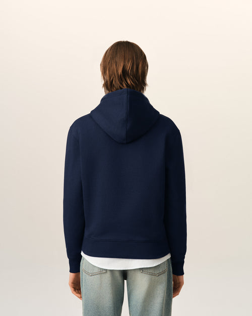 Blue zipped cotton hoodie with Ami de Coeur - Woman - 11 - AMI Paris - Ami Paris