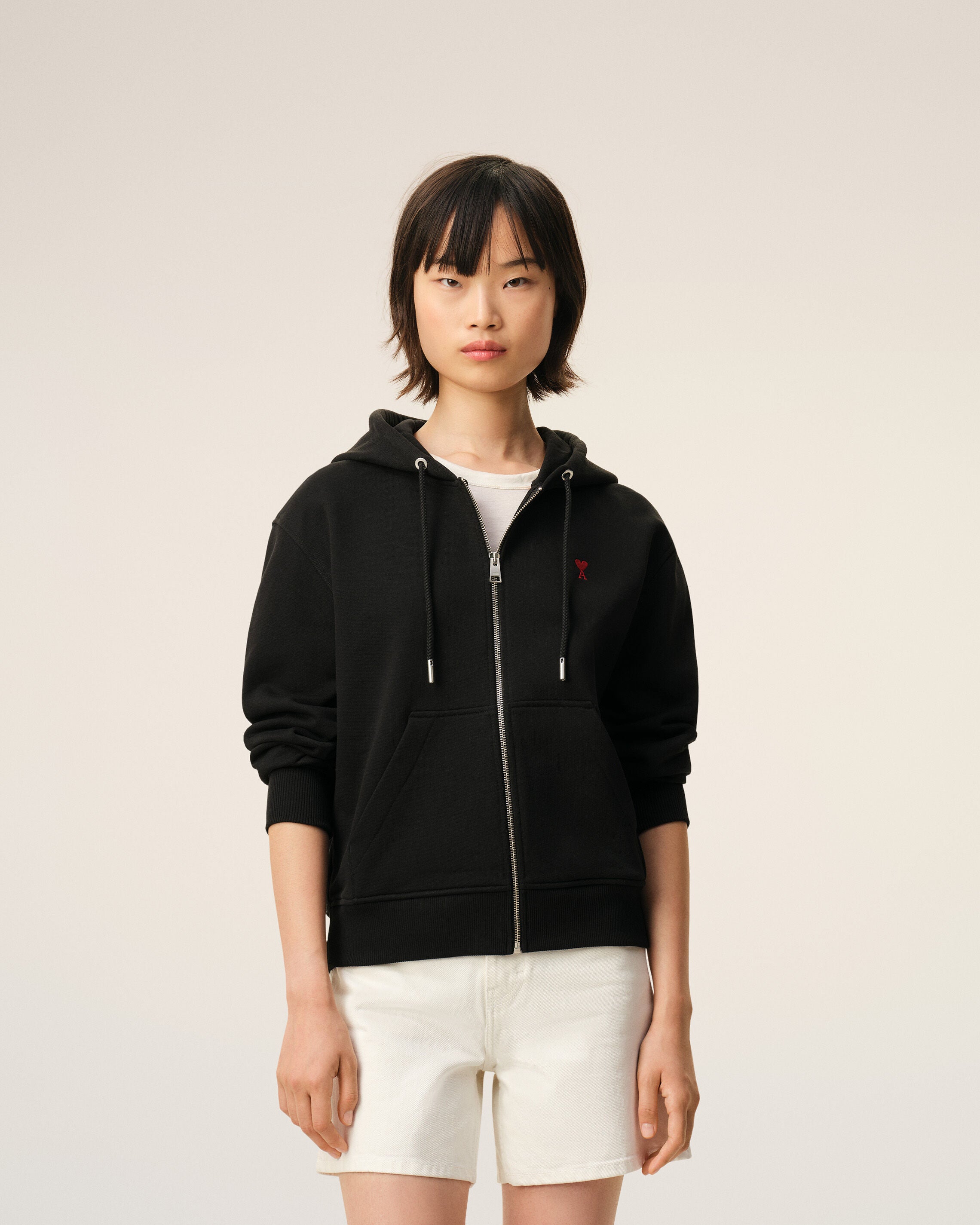 Hoodie Zippe Ami De Coeur Rouge Noir en Coton - 9