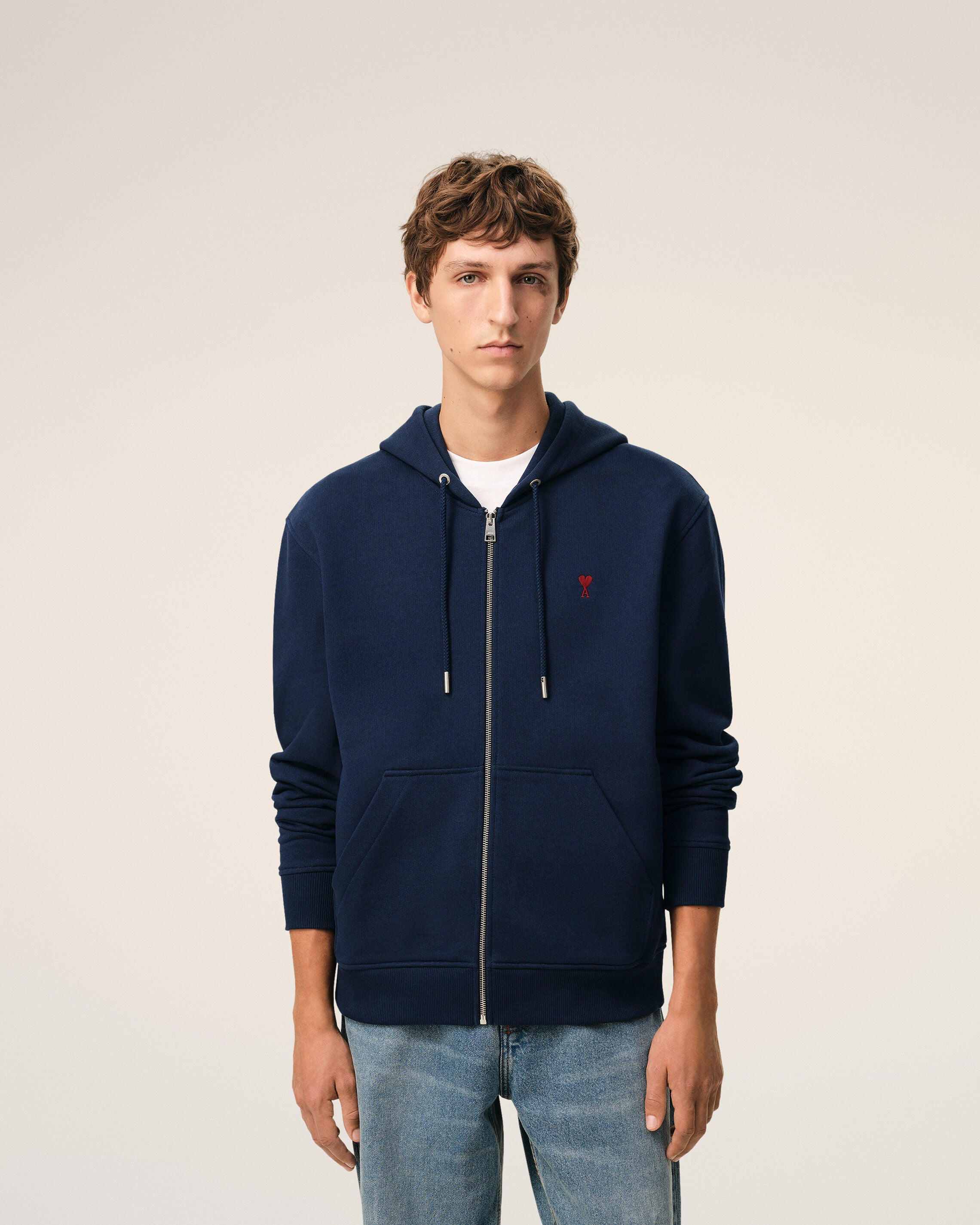 Night Blue Red Ami De Coeur Zipped Hoodie | AMI PARIS
