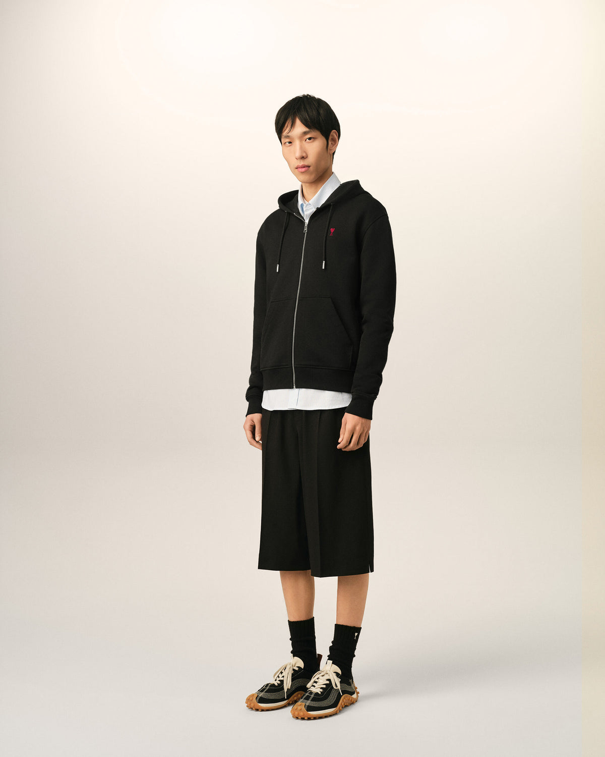 Felpa con zip Ami de Cœur in cotone nero - 6