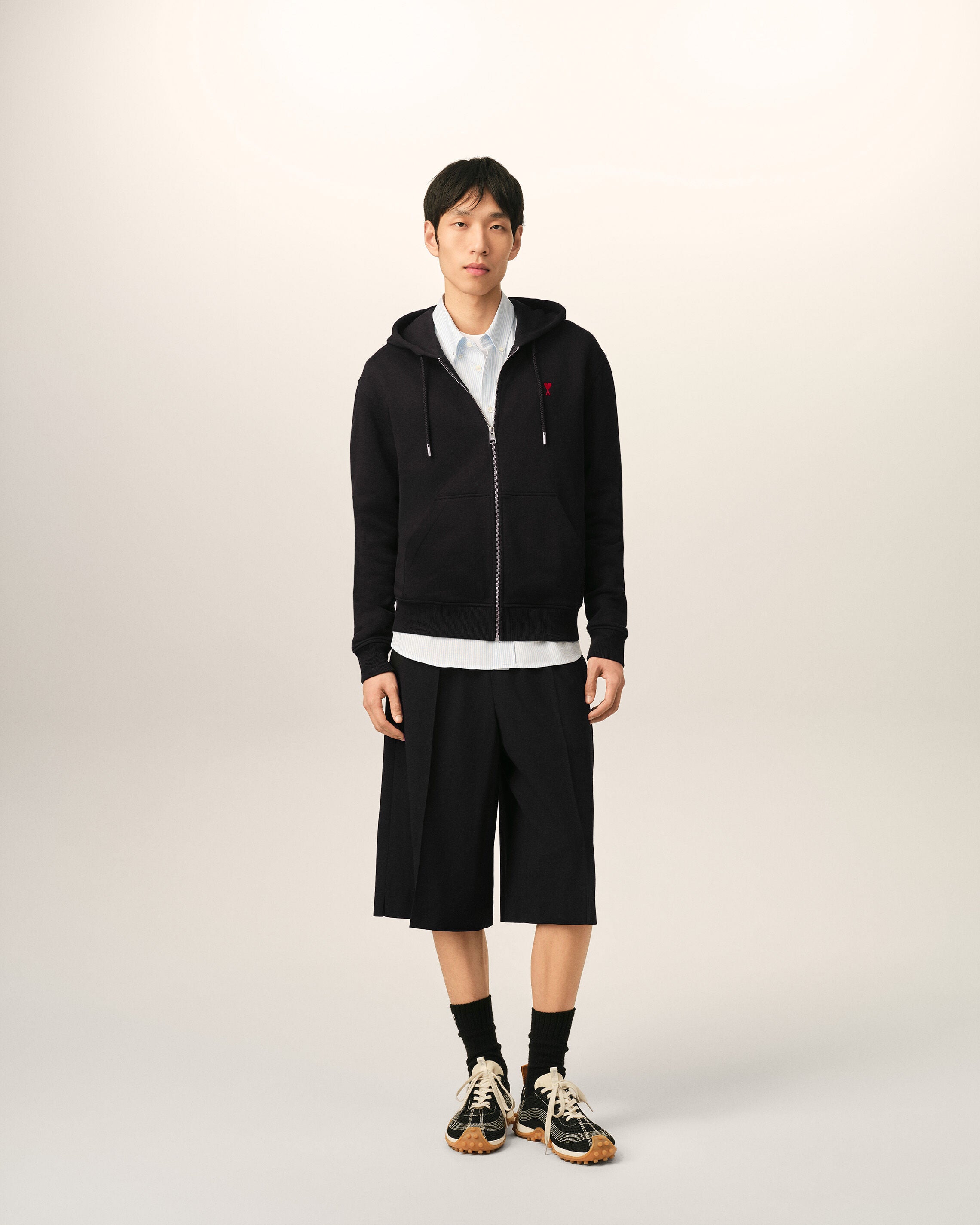 Felpa con zip Ami de Cœur in cotone nero - 3
