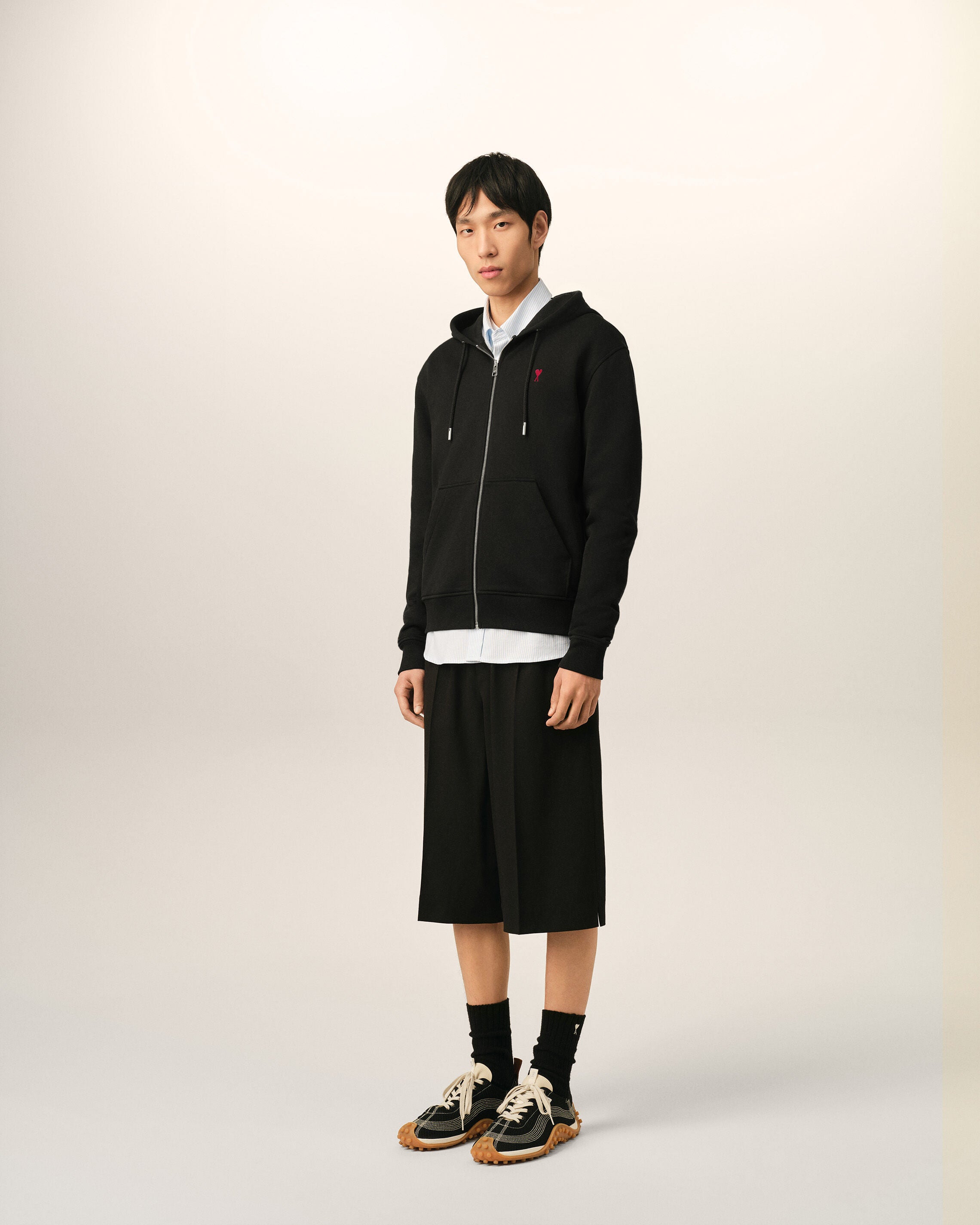 Felpa con zip Ami de Cœur in cotone nero - 6