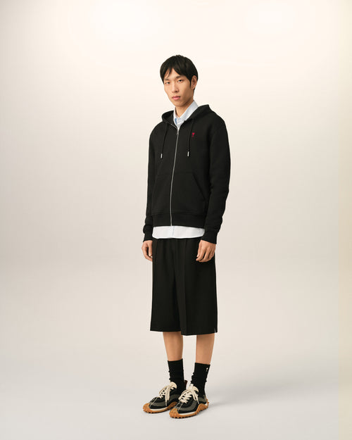 Felpa con zip Ami de Cœur in cotone nero - Uomo - 6 - AMI Paris - Ami Paris