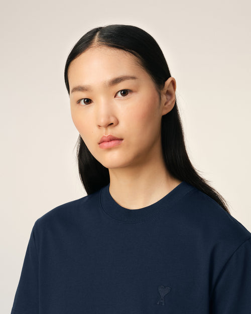 Navy Cotton Ami de Coeur T-Shirt - 10 - Ami Paris