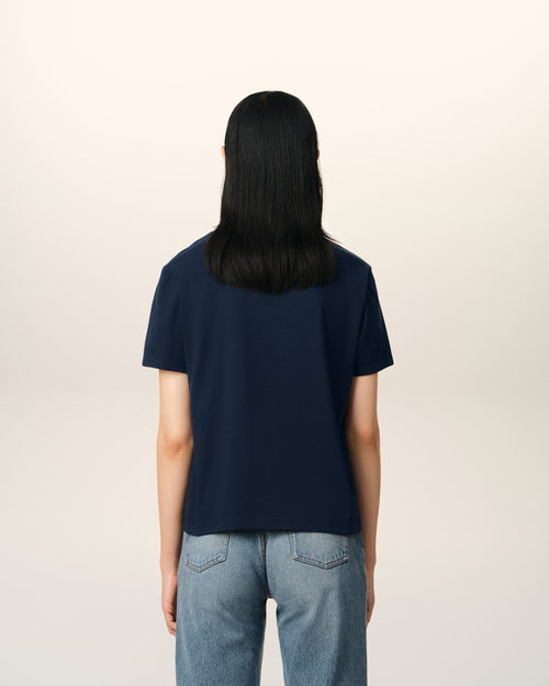 T-shirt Ami de Coeur in cotone navy - Donna - 10 - AMI Paris - Ami Paris