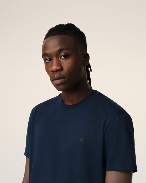 Navy Cotton Ami de Coeur T-Shirt - Man - 4 - AMI Paris - Ami Paris