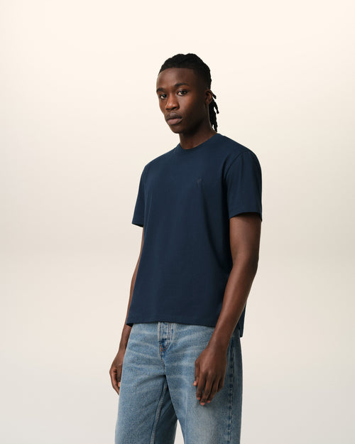 T-Shirt Bleu Marine Ami de Coeur En Coton - Homme - 6 - AMI Paris - Ami Paris