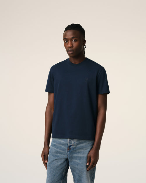 T-shirt Ami de Coeur in cotone navy - Uomo - 3 - AMI Paris - Ami Paris