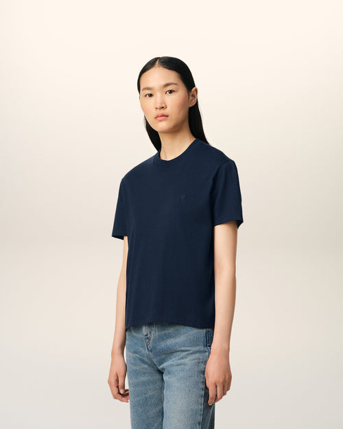 Camiseta Ami de Cœur de algodón azul marino - 11 - Ami Paris