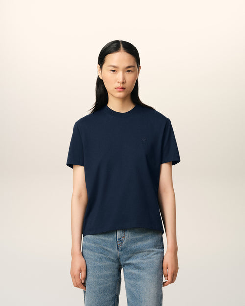                             Navy Cotton Ami de Coeur T-Shirt - 3                         - Ami Paris