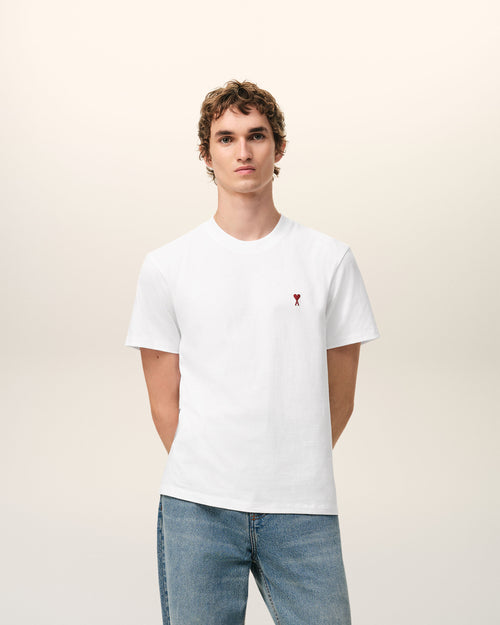 White Cotton Red Ami De Coeur Tshirt - 1 - Ami Paris