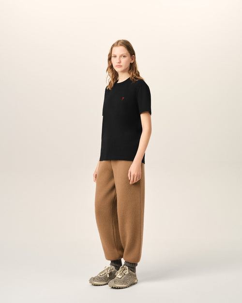 Black cotton t-shirt with Ami de Coeur  - Woman - 12 - AMI Paris - Ami Paris