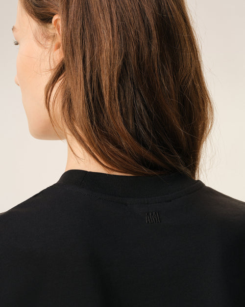 T-shirt Ami de Cœur in cotone biologico nero - Donna - 10 - AMI Paris - Ami Paris
