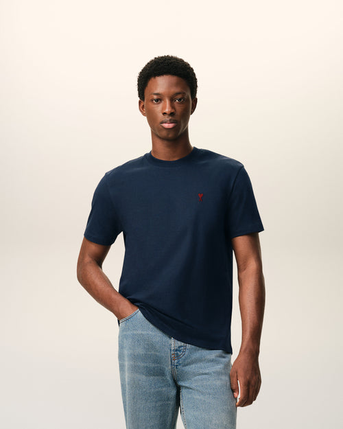 Blue Cotton Red Ami De Coeur Tshirt - 2 - Ami Paris