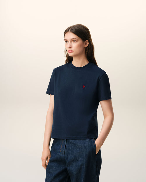Camiseta Ami de Cœur de algodón orgánico azul - 12 - Ami Paris