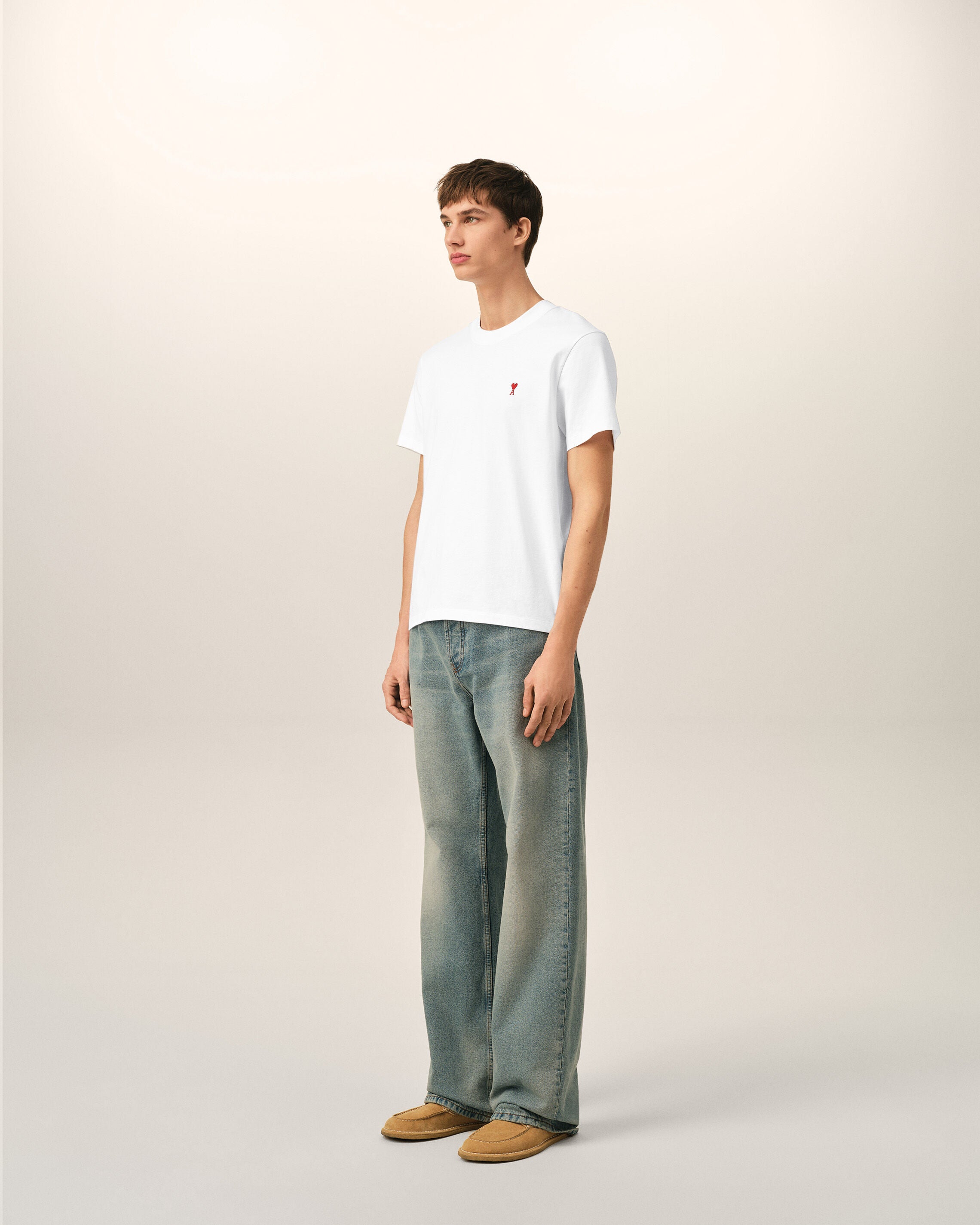 White cotton t-shirt with Ami de Coeur  - 6