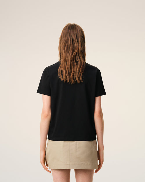 T-shirt Ami de Cœur in cotone biologico nero - Donna - 11 - AMI Paris - Ami Paris
