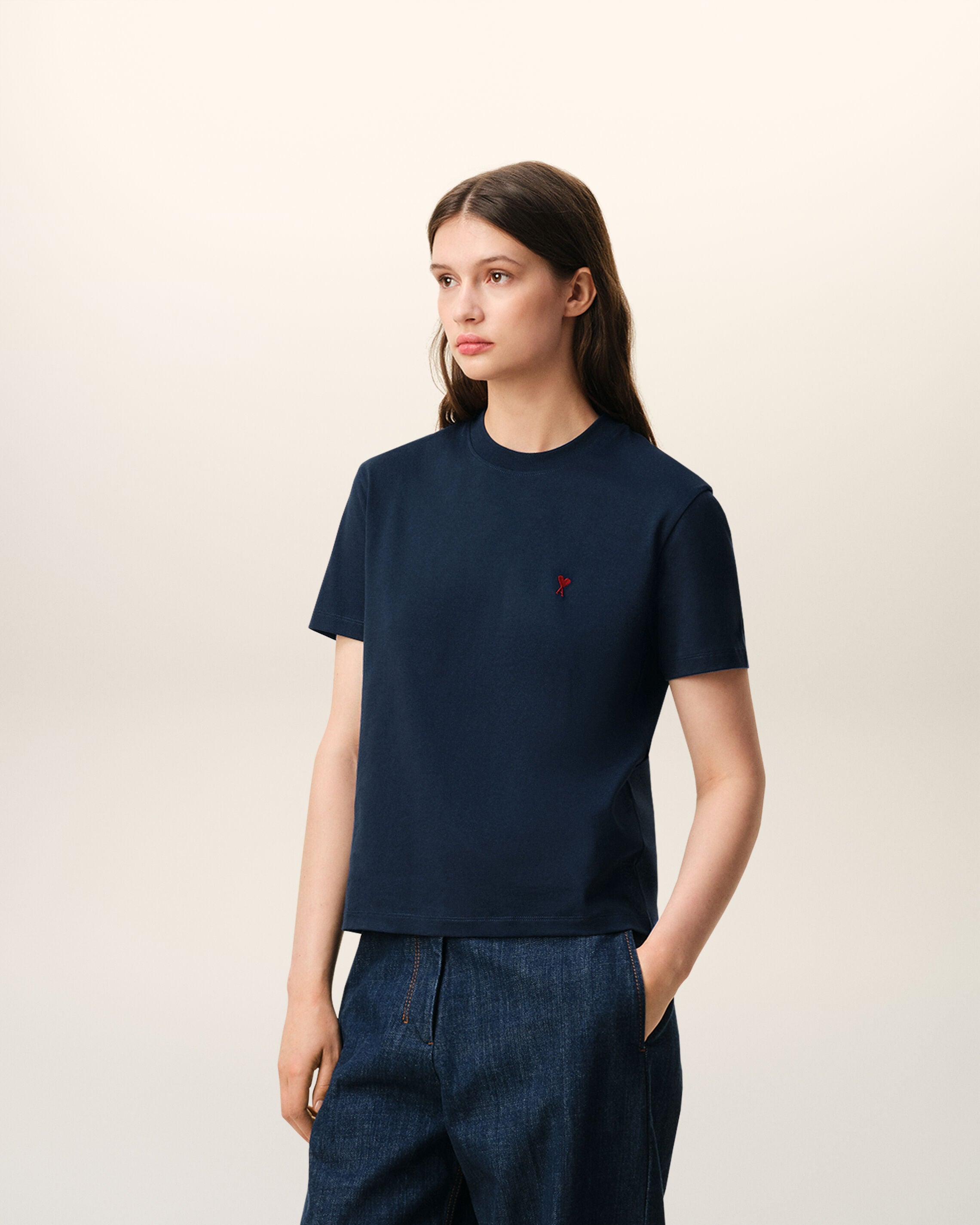 トップス Ami Paris size S(Same day shipping) Night Blue Red Ami De Coeur T-Shirt | AMI PARIS
