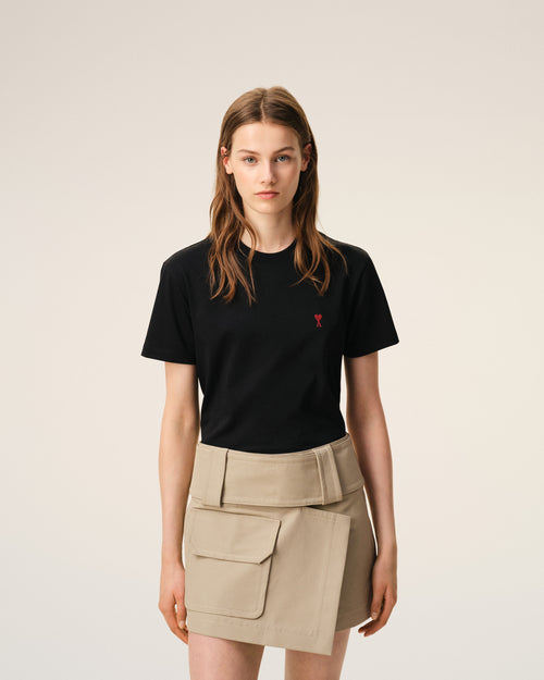 Black Cotton Red Ami De Coeur Tshirt - 9 - Ami Paris