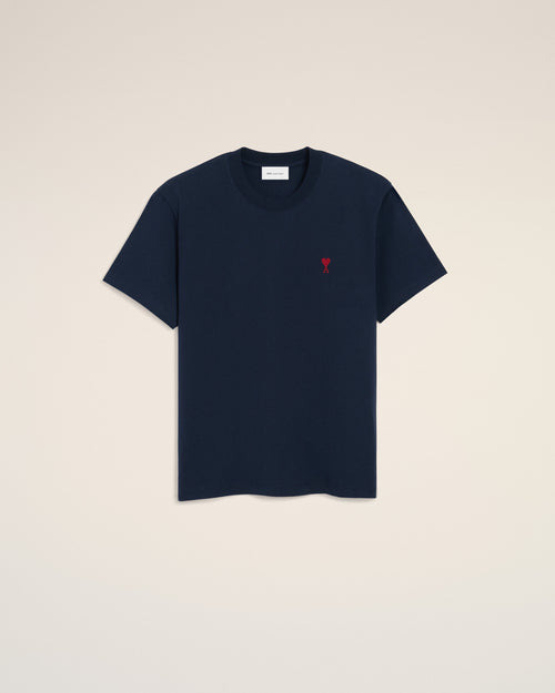 Blue Cotton Red Ami De Coeur Tshirt - 1 - Ami Paris