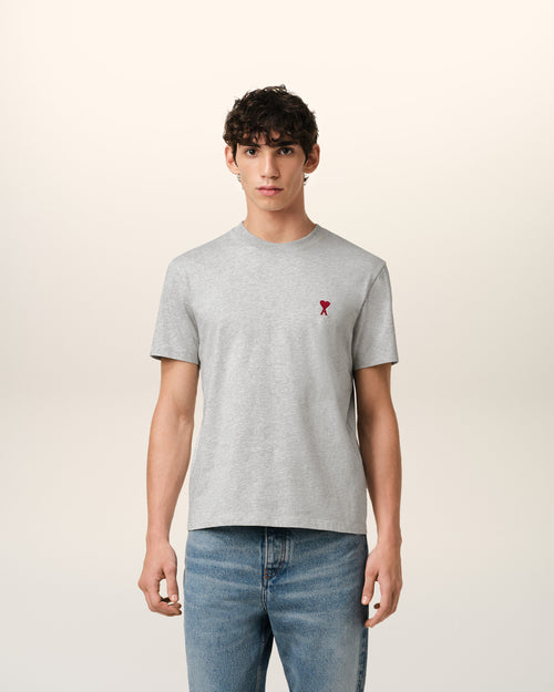 Grey Cotton Ami de Coeur T-Shirt - Man - 2 - AMI Paris - Ami Paris