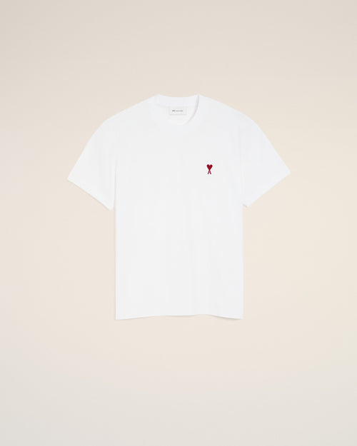                                     White Cotton Red Ami De Coeur Tshirt - 3                                 - Ami Paris