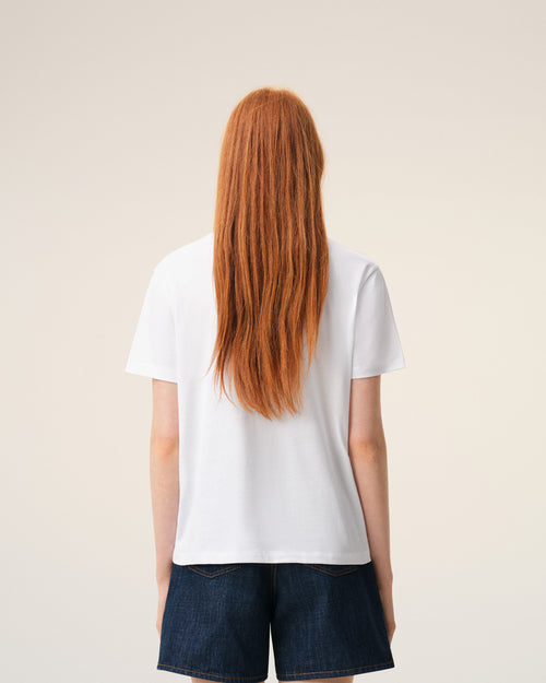 Tshirt Ami De Coeur Rouge Blanc en Coton - Femme - 11 - AMI Paris - Ami Paris