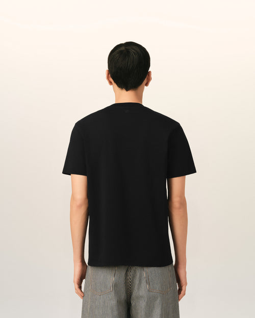 Black cotton t-shirt with Ami de Coeur  - Man - 5 - AMI Paris - Ami Paris