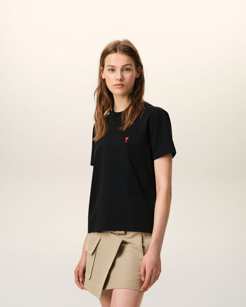 T-shirt Ami de Cœur in cotone biologico nero - Donna - 12 - AMI Paris - Ami Paris
