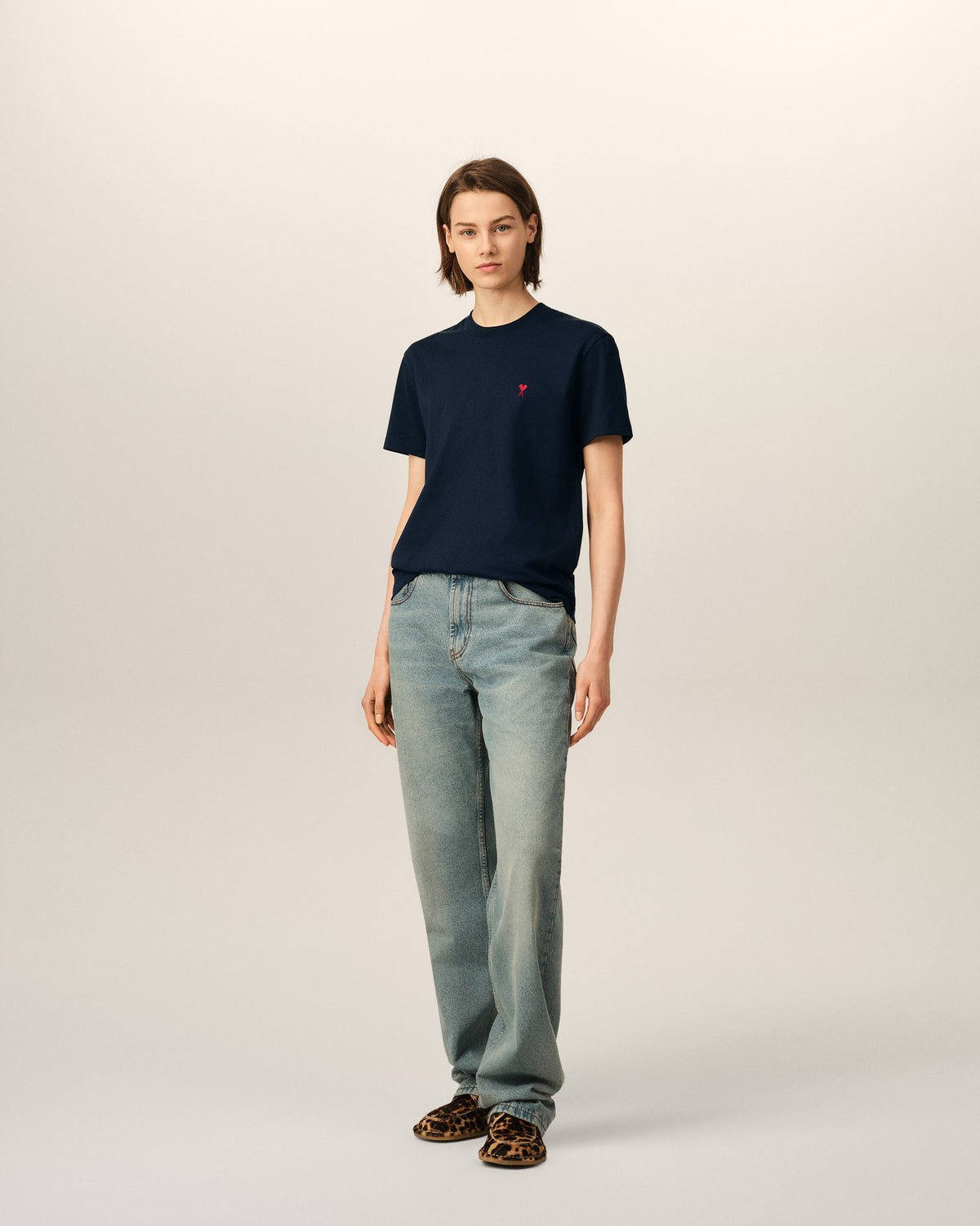 Blue cotton t-shirt with Ami de Coeur - 9