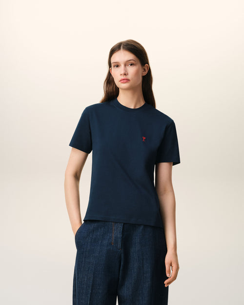 Blue Cotton Red Ami De Coeur Tshirt - 8 - Ami Paris