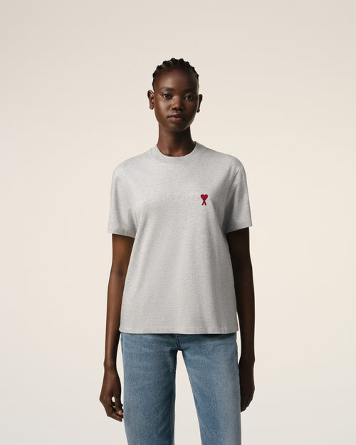 Camiseta Ami de Cœur de algodón gris - 9 - Ami Paris